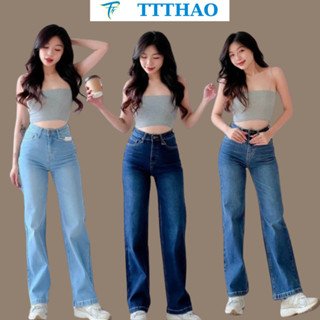 Quần jean nữ ống suông TTTHAO cao cấp dài 92cm cho chị em nấm lùn kiểu dáng quần jeans đứng ống rộng VNXK  j1