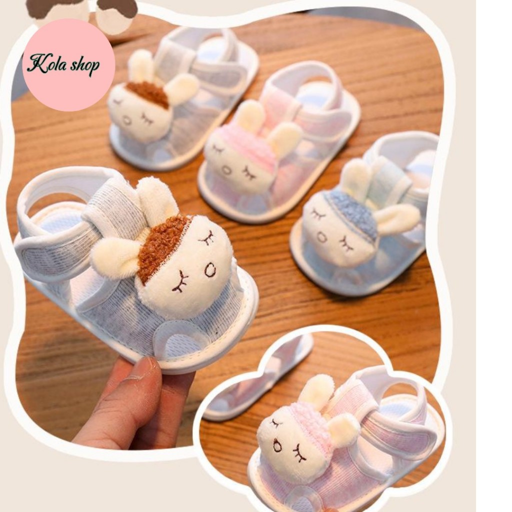 Dép vải tập đi siêu mềm, siêu nhẹ hình gấu thỏ cho bé có đế cao su chống trượt