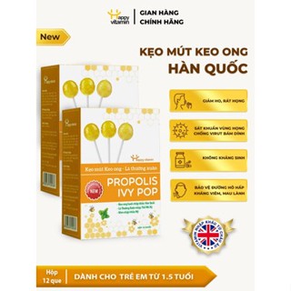 Kẹo mút ho keo ong lá thường xuân Happy Vitamin - Combo 2 Hộp hỗ trợ ngăn ngừa ho, viêm họng, bảo vệ vòm họng 12 que/hộp