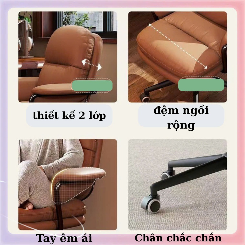 Ghế Xoay Văn Phòng HT12 Nhập Khẩu Da PU Cao Cấp, Ghế Ngồi Máy Tính Tựa Lưng Thiết Kế Hiện Đại, Ghế Decor Phòng | BigBuy360 - bigbuy360.vn