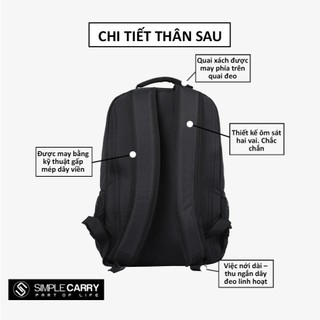 Ba lô laptop 14 inch Simplecarry B2B02 thời trang, chất liệu vải chống thấm, phù hợp nam nữ mang đi học đi làm hàng ngày