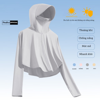 Áo Chống Nắng Nữ Croptop By Peaboo Mã Trơn Chống Tia UV Chất Thun Lạnh Thoáng Mát Mũ Rộng Vành