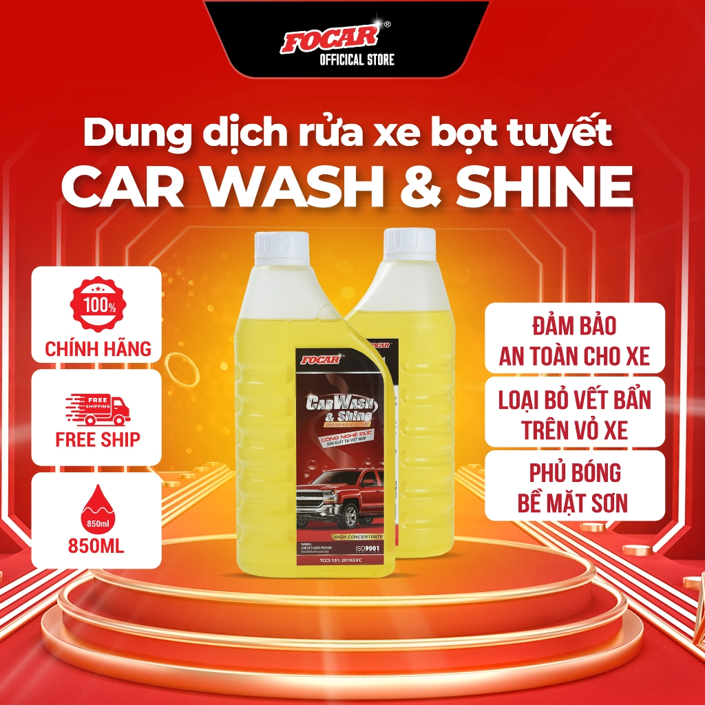 Dung dịch rửa xe ô tô FOCAR Car Wash and Shine, Bọt tuyết rửa xe, Nước rửa xe bọt tuyết