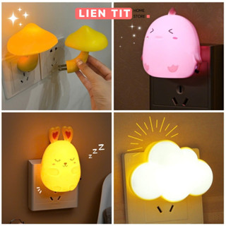 Đèn Ngủ Cảm Ứng Bóng Led Cảm Biến Ánh Sáng Tự Động Bật Tắt, Đèn Decor Phòng Ngủ Mini Cắm Điện Trực Tiếp Hình Dễ Thương