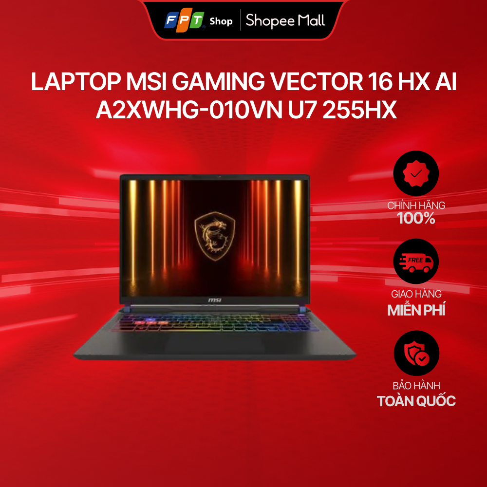 Laptop MSI Gaming Vector 16 HX AI A2XWHG-010VN U7-255HX/16GB/512GB/RTX5070Ti/Win11