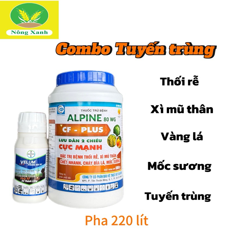 COMBO quản lí tuyến trùng thối rễ,vàng lá{ cf plus (500g)và velum 100ml)