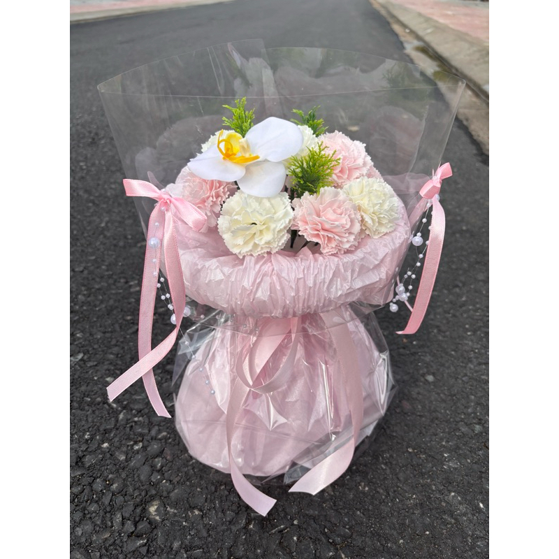 Bó hoa Phăng (Cẩm chướng) sáp tone pastel xinh xắn