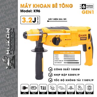  Máy khoan bê tông HUKAN K96 3 Chức năng,1050W Tặng 5 Mũi khoan và Đục 