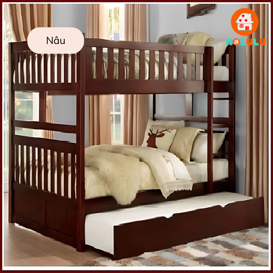 Giường ngủ 3 tầng gỗ tự nhiên Nolulu - Unit