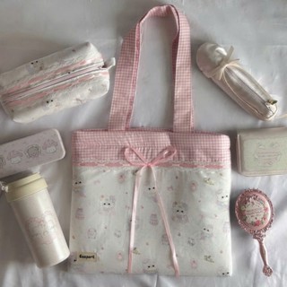  Túi tote dáng thẳng & pouch make up xinh xắn PawMe Clothing  vải họa tiết phối kẻ caro - tote bag 