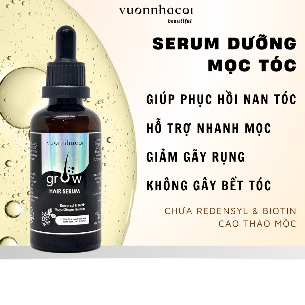 Serum hỗ trợ mọc tóc nhanh Vườn Nhà Cội trắc bá diệp gừng thảo mộc hỗ trợ giảm gãy rụng phục hồi nan tóc hư tổn