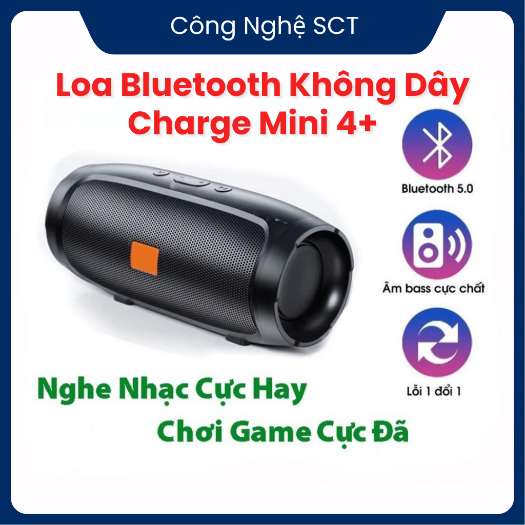 Loa Bluetooth Không Dây Charge 4+ Mini Bass Mạnh Mẽ Kháng Nước Tốt Pin Trâu Nghe Nhạc Liên Tục