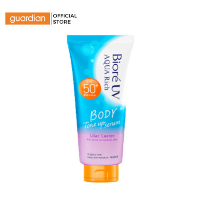 Serum Chống Nắng Biore UV Aqua Rich Dưỡng Thể Nâng Tông Body Tone Up Lilac Luster SPF50+ PA+++ 130ml | Guardian Việt Nam