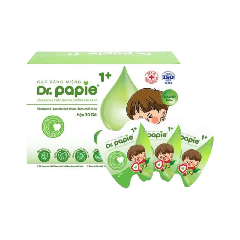 Gạc rơ lưỡi Dr Papie 1+ vệ sinh răng miệng, ngừa sâu răng cho bé từ 1 tuổi