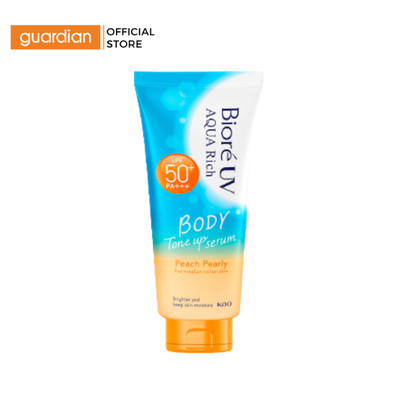 Serum Chống Nắng Biore UV Aqua Rich Dưỡng Thể Nâng Tông Body Tone Up Peach Pearly SPF50+ PA+++ 130Ml | Guardian Việt Nam