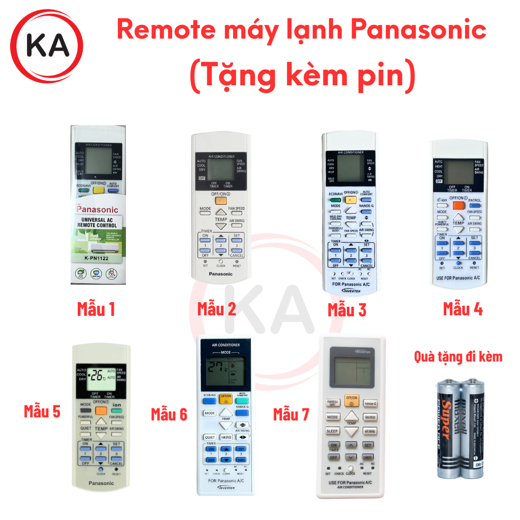 Remote máy lạnh Panasocnic inverter đủ loại, Điều khiển điều hòa Panasocnic inverter đủ loại