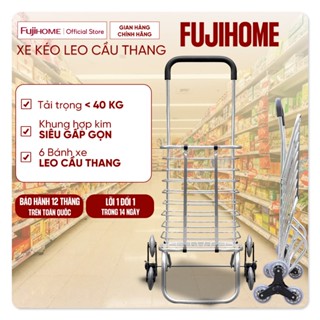 Xe kéo đi chợ leo cầu thang 6 bánh 40kg Fujihome SC260NEW, xe đẩy hàng đi chợ siêu thị gấp gọn giỏ lên xuống cầu thang