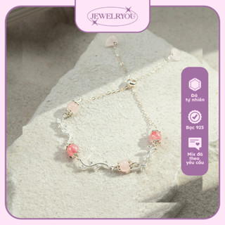 Lắc tay bạc nữ SERENADE - JEWELRYOU vòng tay sang trọng nữ tính hoa lá cành mix đá năng lượng cao cấp Jew145