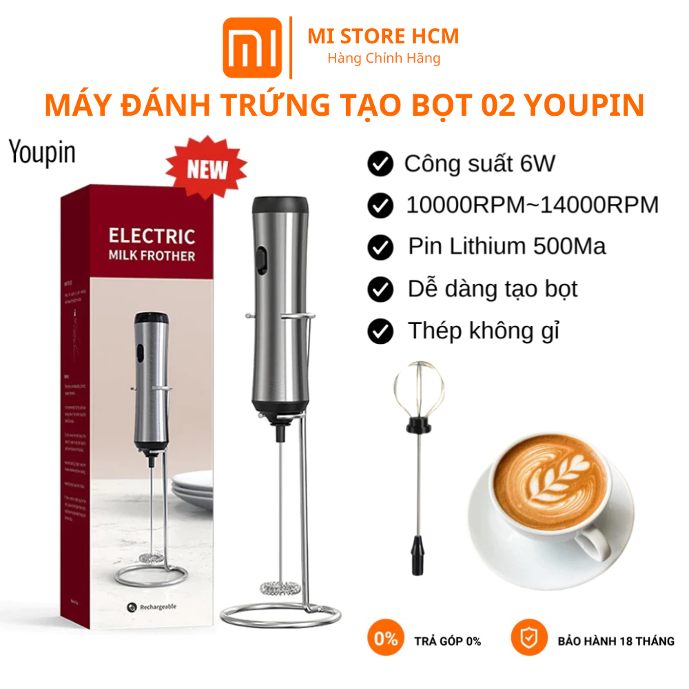Máy Đánh Trứng MI Youpin Tạo Bọt Cà Phê ,Tặng 2 Đầu Trộn , An Toàn Với Thực Phẩm , Chất Liệu Thép 304 Không Gỉ