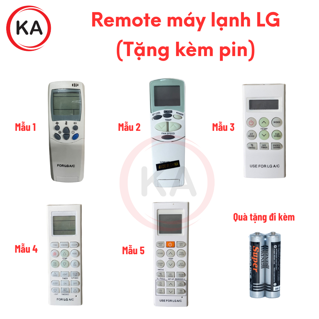 Điều khiển điều hòa LG, Remote dùng cho máy lạnh LG các loại