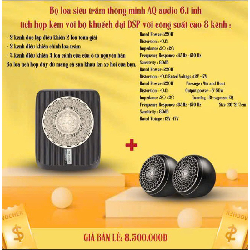 Loa Sud AQ audio liền DSP kèm loa toàn giải MidTreb
