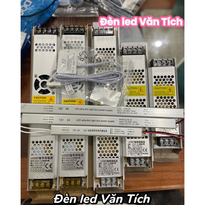 Nguồn led dán 12V -  2A,3A, 5A, 10A, 12.5A, 16.7A, 25A, 33A nguồn đũa mỏng, dẹt. chuyên dùng cho đèn led nội thất