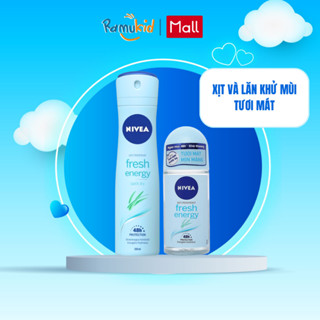 Combo Xịt Và Lăn Khử Mùi NIVEA Fresh Energy 150ml/50ml Tươi Mát Sức Sống - dùng được cho bà bầu