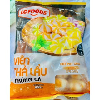  Gói 450g viên thả lẩu nhân trứng cá nhím  màu cam _thả lẩu chiên ... 