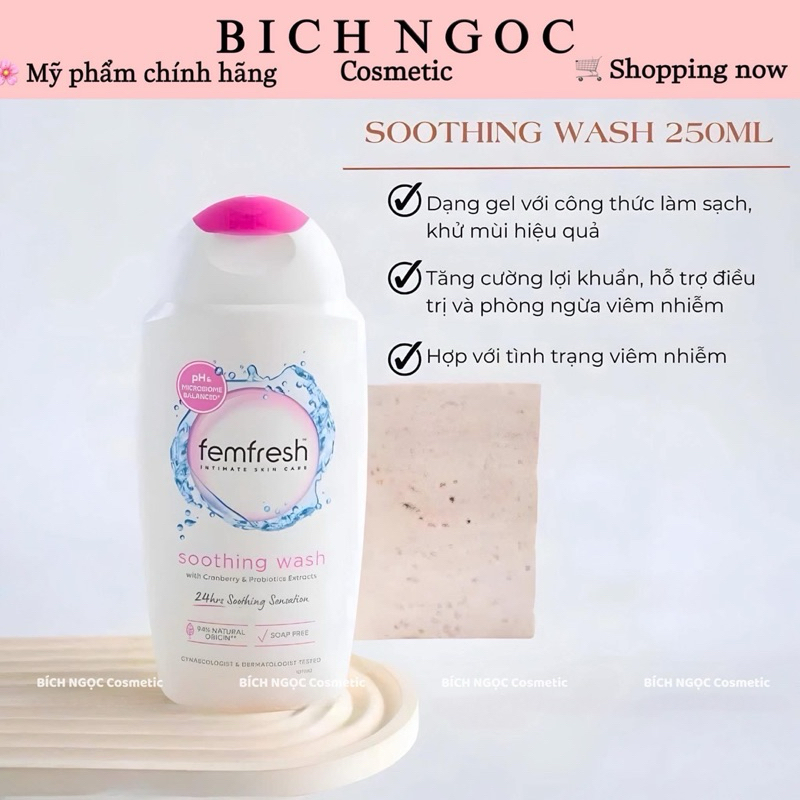 Dunh dịch vệ sinh Femfresh Soothing Wash 200ml ( Màu Hồng )