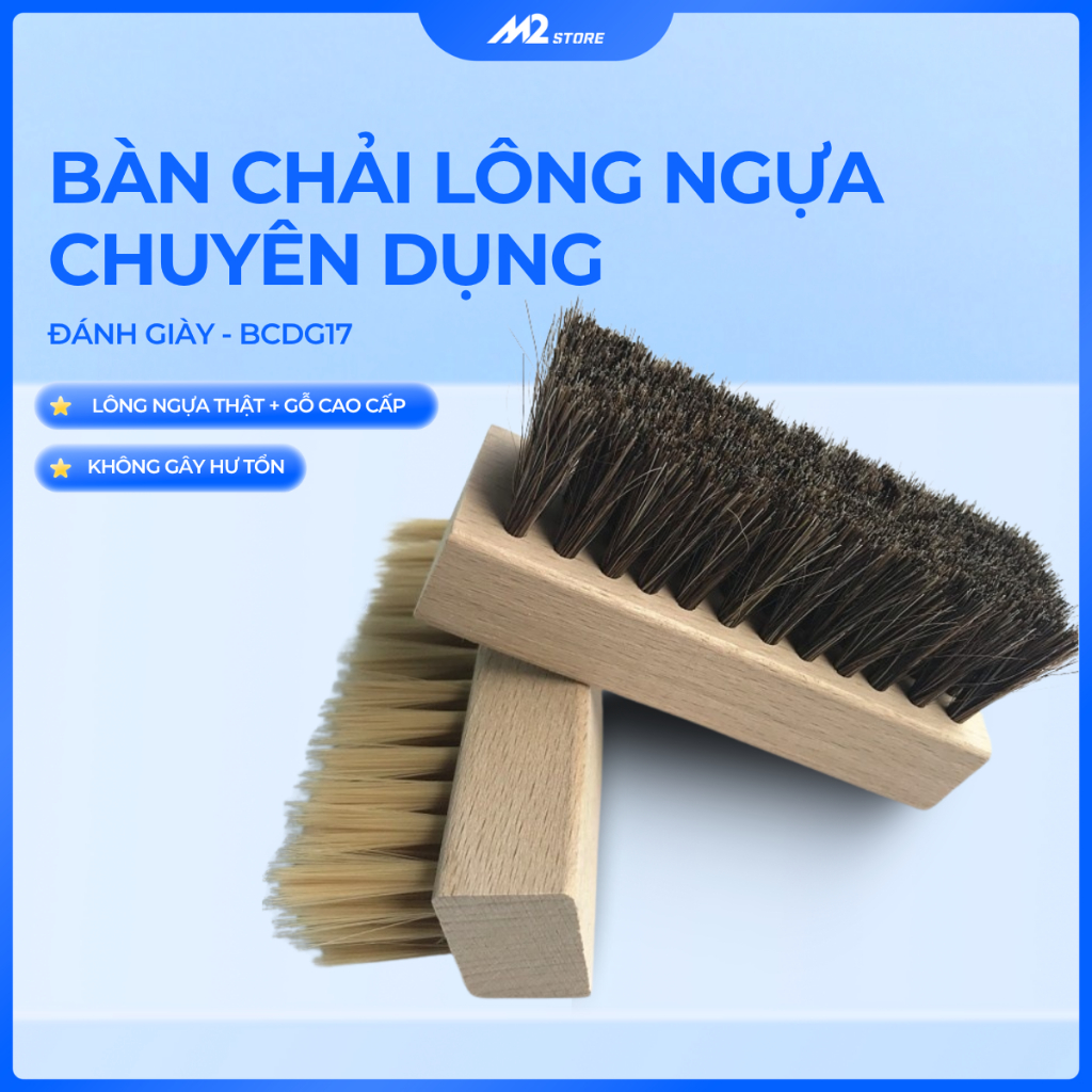 Bàn chải đánh giày lông heo & lông nhựa PP bản cho giày vải sneaker XIMO (BCDG17)