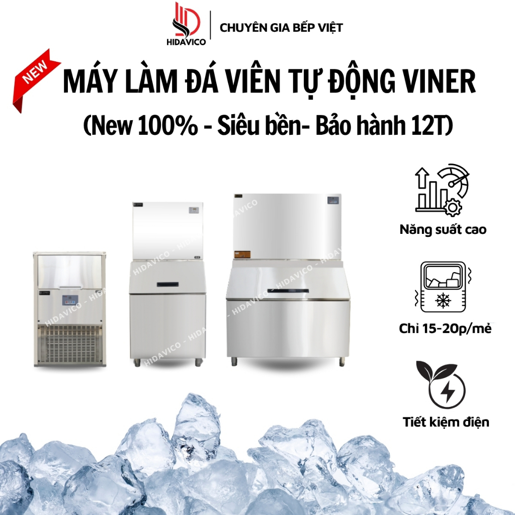 Máy Làm Đá Công Nghiệp Hidavico Viner, Máy Làm Đá Viên Thông Minh Siêu Nhanh Cho Nhà Hàng Quán Cafe