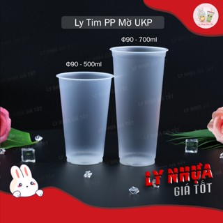 50c Ly Nhựa, Cốc Nhựa Tim Nhám Mờ, Ly Tim Nhám Mềm UKP PP 90, 500ml, 700ml, ly dày chất lượng. Kèm nắp tùy chọn.