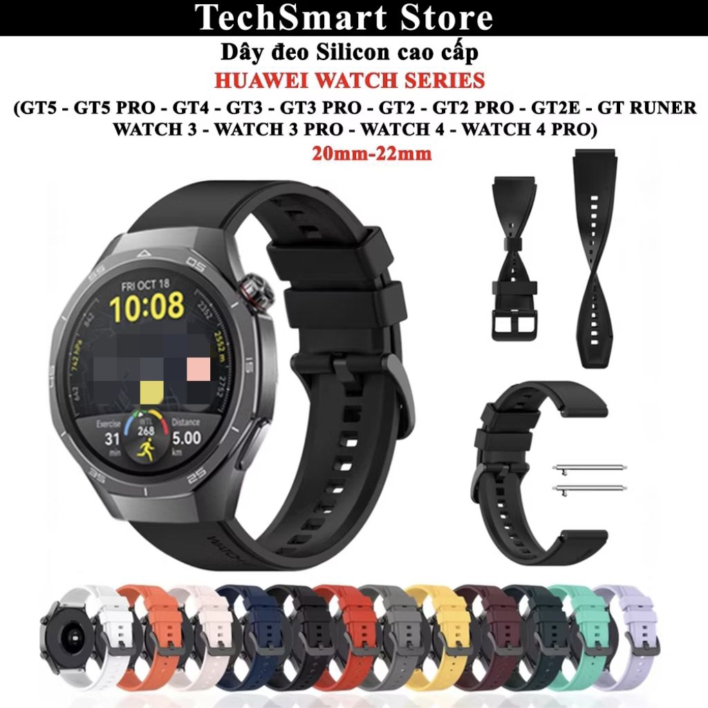 Dây đeo silicon thời trang cao cấp Huawei Watch GT5/GT5 Pro/GT4/GT3/GT3 PRO/GT2 PRO/GT2/GT2 PRO