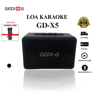 Loa bluetooth karaoke GD-X5 tặng kèm 2 mic không dây, Âm thanh sống động, Bass cực căng, BH 12 Tháng