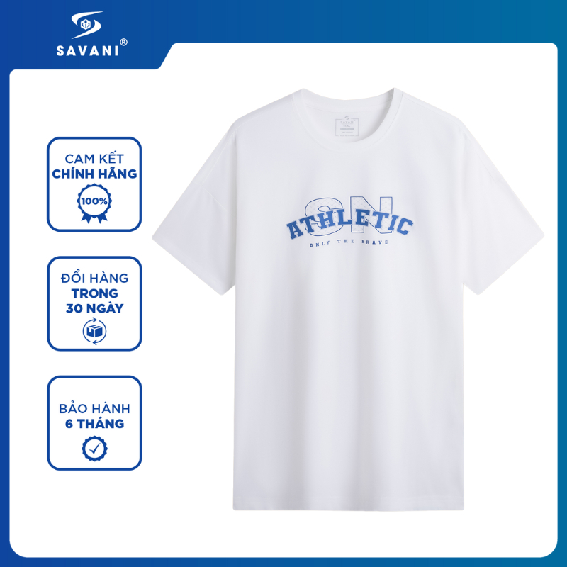 Áo Phông Nam Nữ SAVANI Cổ Tròn, Áo Tshirt Nam Nữ Có Họa Tiết Chất Cotton Thoáng Khí MTS051S4