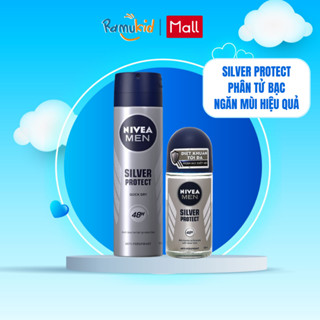 Combo Xịt Và Lăn Khử Mùi NIVEA MEN Silver Protect Phân Tử Bạc Ngăn Khuẩn Gây Mùi Vượt Trội 150ml/50ml