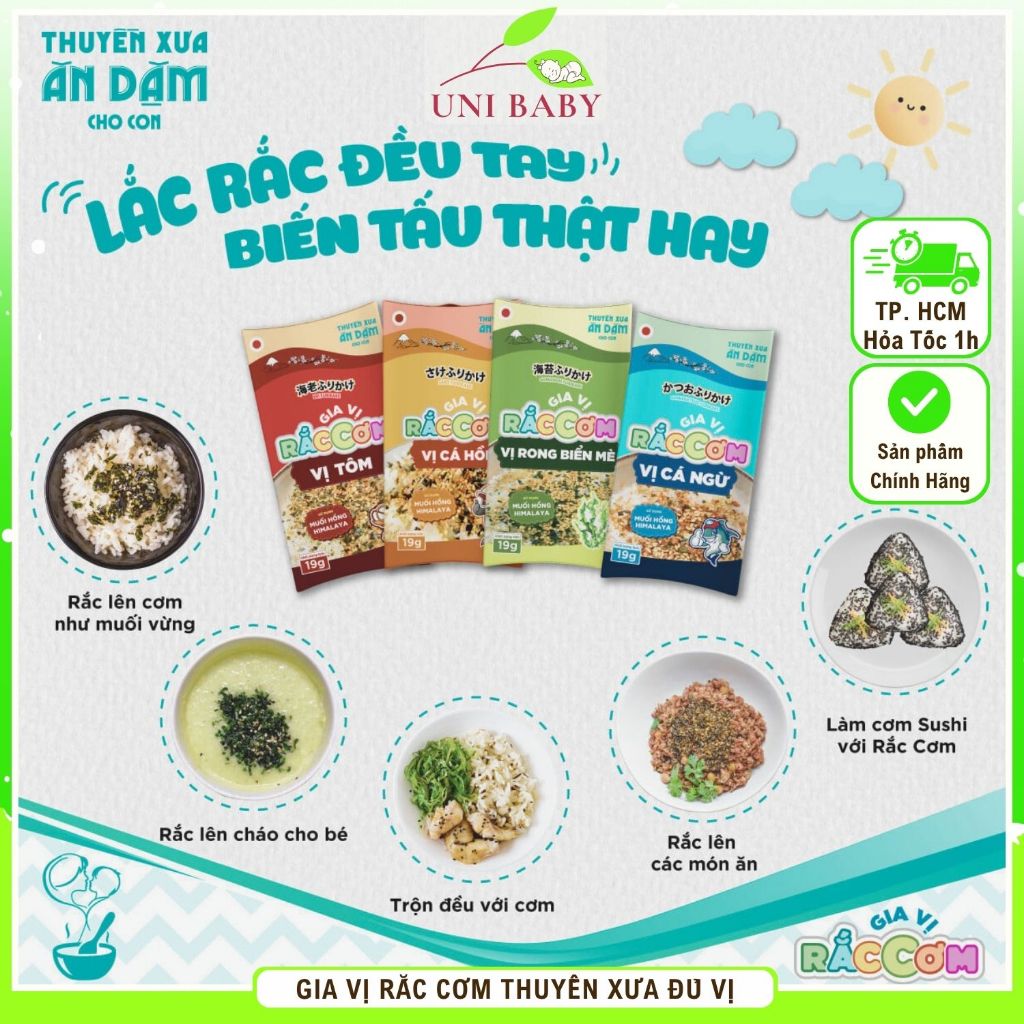 Gia vị rắc cơm cho bé Thuyền Xưa ăn dặm cho con đủ vị cá ngừ, tôm, rong biển, cá hồi, bò, phô mai