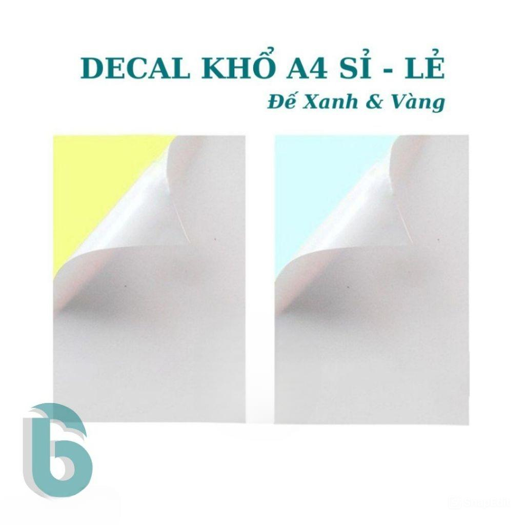 [DECAL] GIẤY DECAL A4 ĐẾ XANH, VÀNG, TRẮNG | GIẤY DECAL A4,  IN LAZER & IN PHUN MÀU - BAOBIONLINE