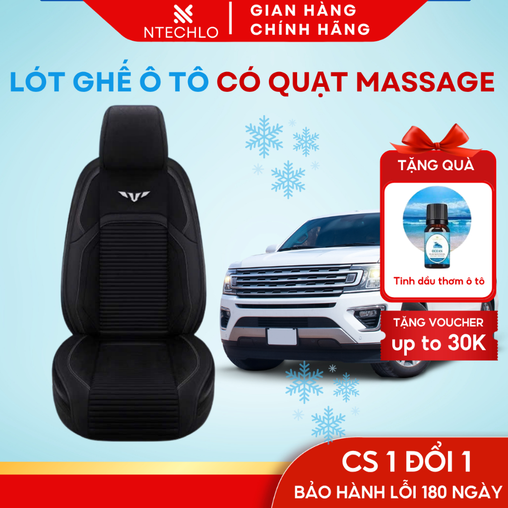 Lót ghế ô tô điều hòa làm mát massage, tự động ngắt