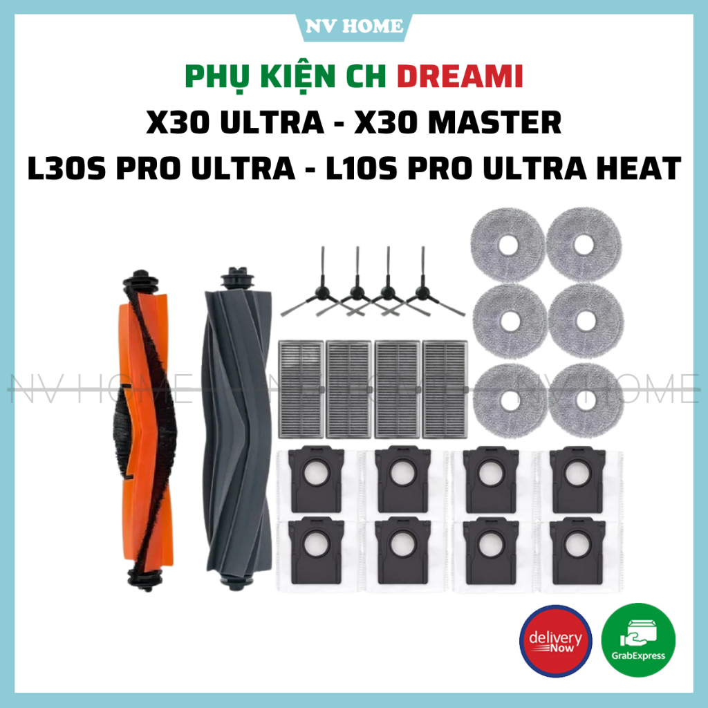 Phụ kiện CH cho robot Dreami X30 Ultra, X30 Master, L30s Ultra, L10s pro ultra heat khăn, lọc, chổi 