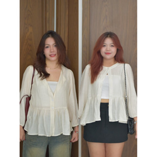   KÈM ỐNG  Áo Babydoll tay dài bồng dễ thương chất lụa tuyết Bigsize 90Kg - MiaBigsize 