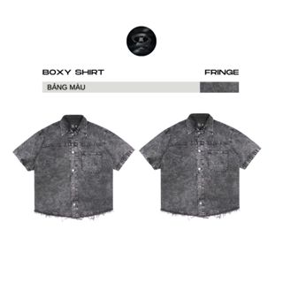 Bad Choices | Áo sơ mi Denim tay ngắn FRINGE form Boxy phong cách Streetwear