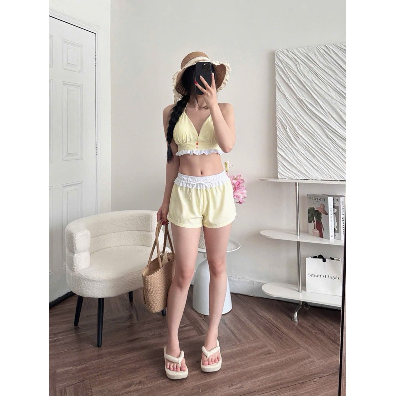 Set Đi Biển Áo Bra Phối Quần Short Kẻ Sọc Nhiều Màu For Summer_Kieupham.shop | BigBuy360 - bigbuy360.vn