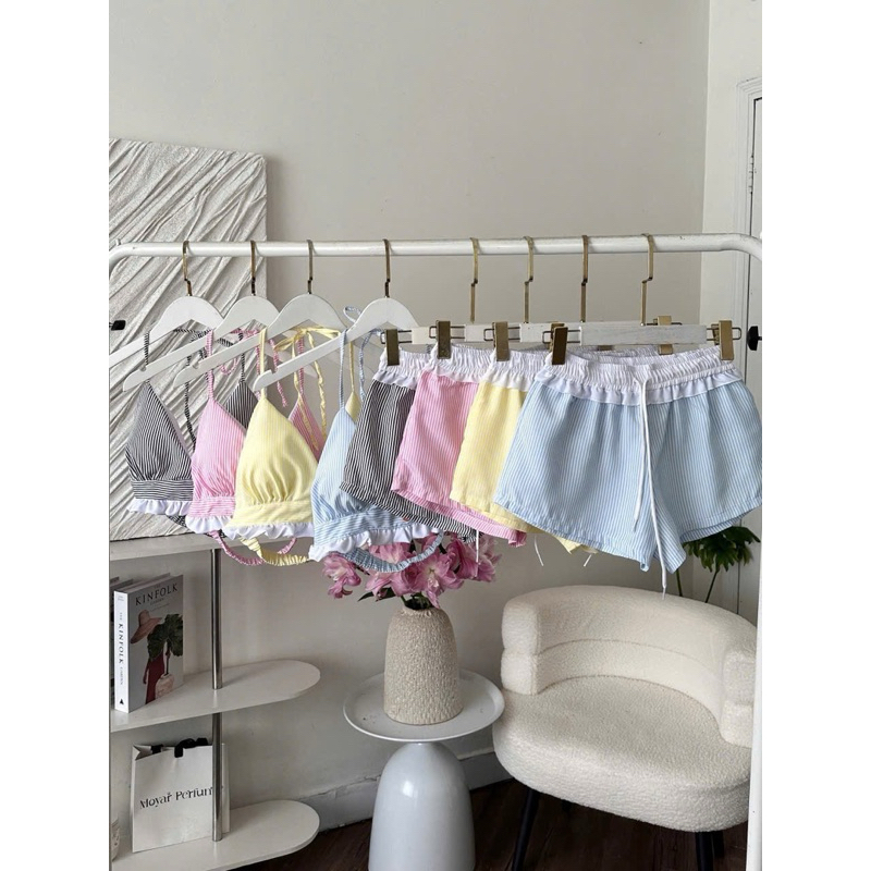 Set Đi Biển Áo Bra Phối Quần Short Kẻ Sọc Nhiều Màu For Summer_Kieupham.shop | BigBuy360 - bigbuy360.vn