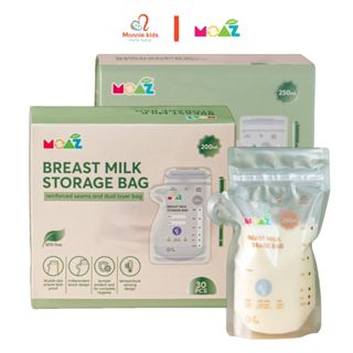 Túi trữ sữa cảm biến nhiệt Moaz Eco 200ml 250ml cho mẹ đựng sữa 2 zip chống tràn - Monnie Kids