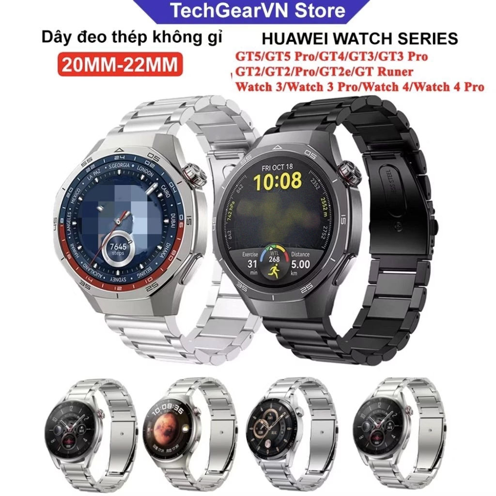 Dây đeo thép không gỉ Huawei Watch GT5/GT5Pro/GT4/GT3/GT3 PRO/GT2 PRO/GT2/GT2 PRO