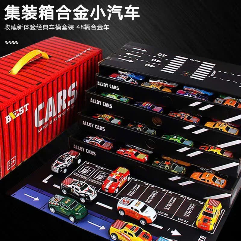 Set 48 Xe Ô Tô Container Kèm Đường Đua Mô Hình Đồ Chơi Quà Tặng Cho Bé, Set Xe Ô Tô Nhà YiYiStore