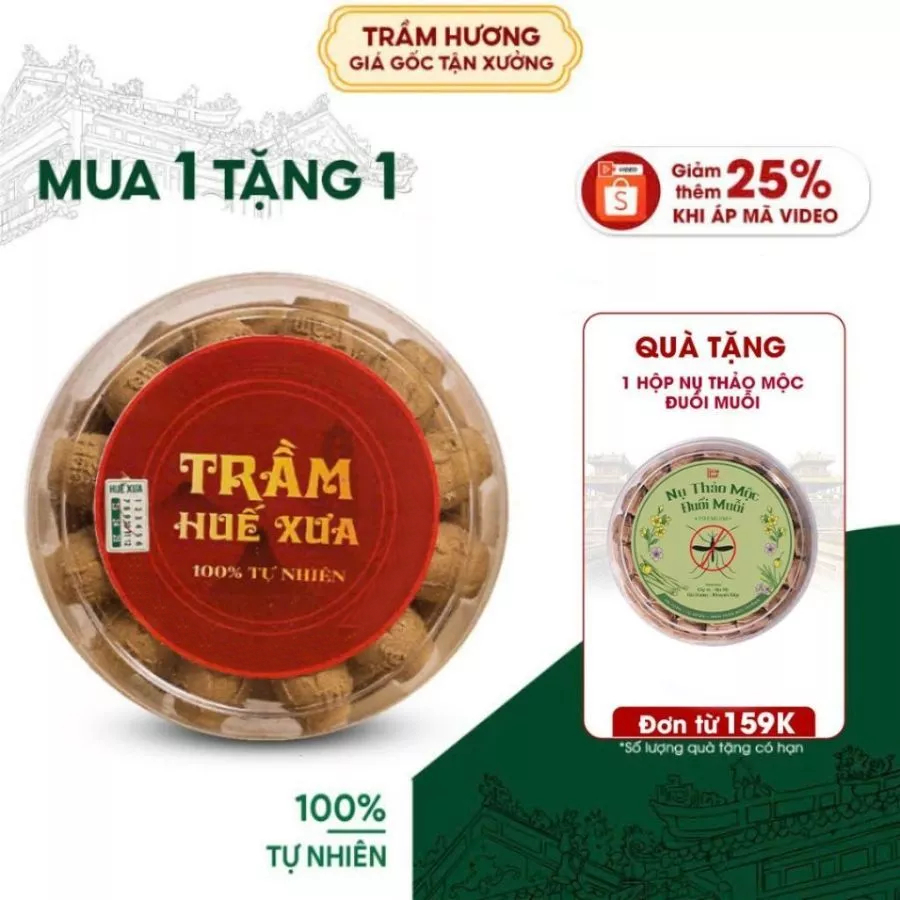 Nụ Trầm Thảo Mộc Huế Xưa, Trầm Hương Nụ Dùng Lư 42 Viên/hộp Xông Nhà Giúp Làm Ấm Không Gian, Đem Lại Cảm Giác Thư Giãn