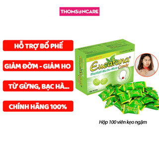 Kẹo ngậm ho thảo dược Eucatana hộp 100 viên, hỗ trợ giảm đau rát họng, kết hợp xịt họng xuyên tâm liên, giảm ngứa họng