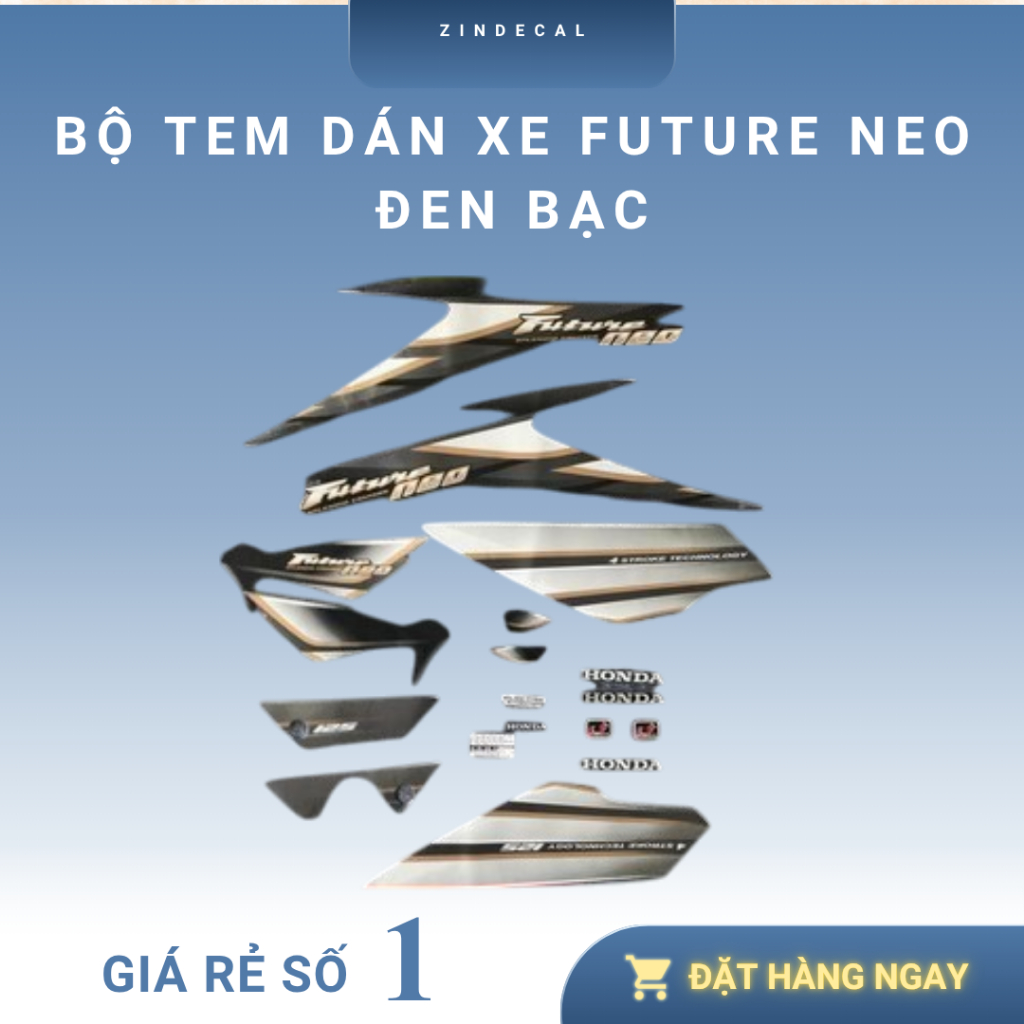 [BẢO HÀNH UY TÍN] BỘ TEM DÁN XE FUTURE NEO ĐEN BẠC